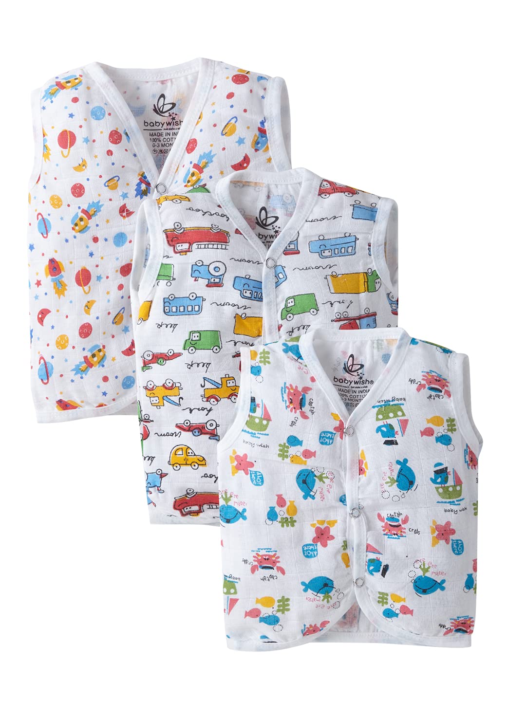 baby wish Organic Muslin Jhabla for Babies Newborn Clothes Ultrasoft Organic Cotton Jhabla Set Unisex Summer Vest for Infants Gift Set GOTS Certified-image-8