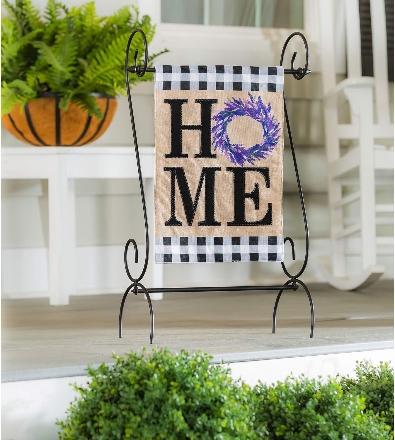 Evergreen Flag HOME Lavender Wreath Garden Burlap Flag 12.5 x 18 Inch Double Sided Durable Outdoor Flag For Homes and Gardens