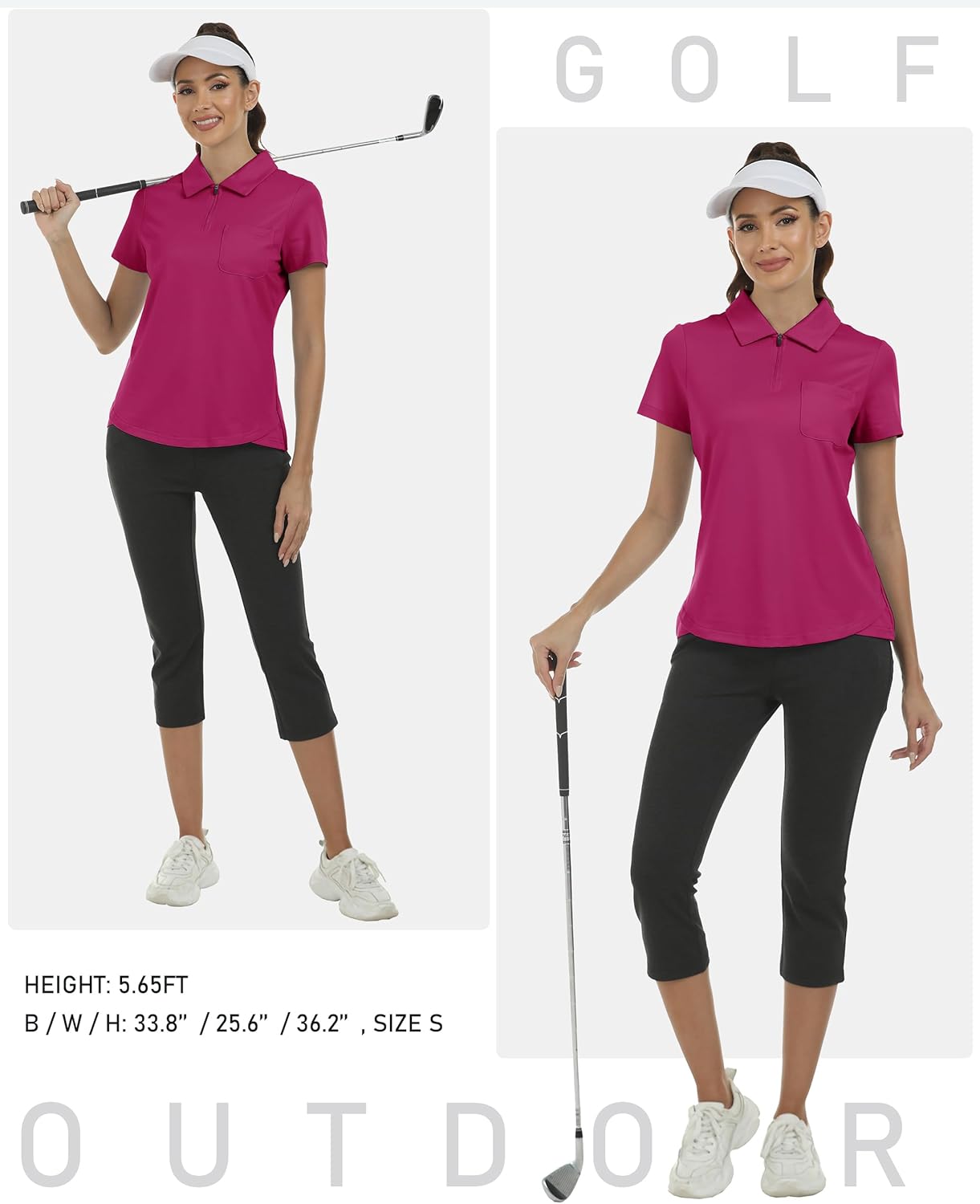 MoFiz Womens Zip up Golf Polo Shirt Short Sleeve Workout Golf Top Moisture Wicking Lightweight Tennis Shirts - Image 6