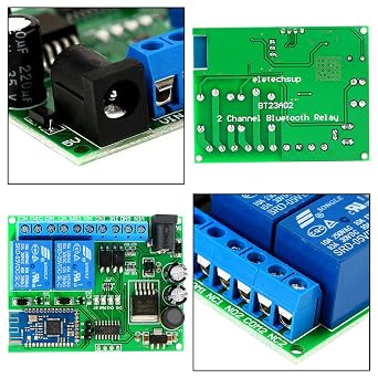 Walfront 2 Channel Bluetooth Relay Module Smart Phone Bluetooth Remote Control Switch Board Power Supply