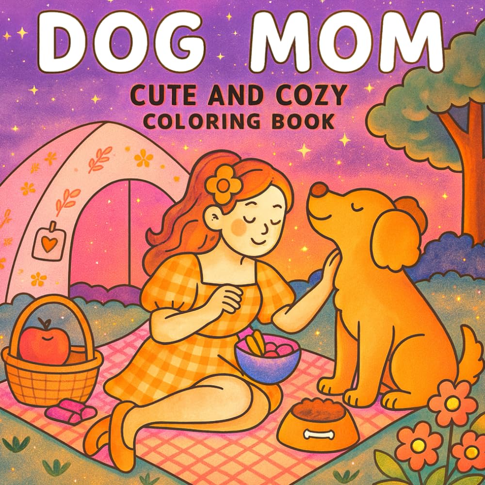 Dog Mom Cute and Cozy Coloring Book: Relaxing Dog Mom Moments with Puppies, Cozy Scenes, and Daily Joys for Teens and Adults