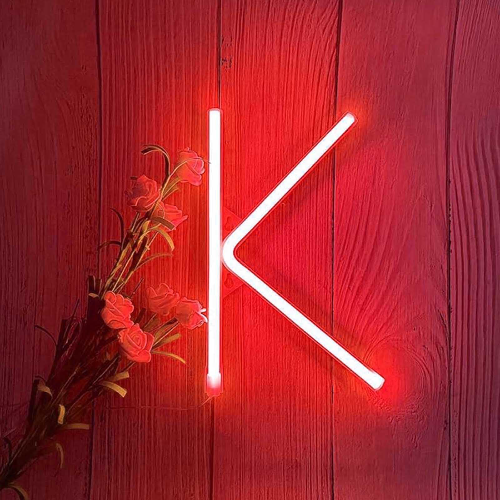 Red LED Neon Sign for Man Cave & Gaming Room Portable USB Battery Design for Easy Hanging Creates Retro Ambiance in Offices or Restaurants（Letters K） — image 1