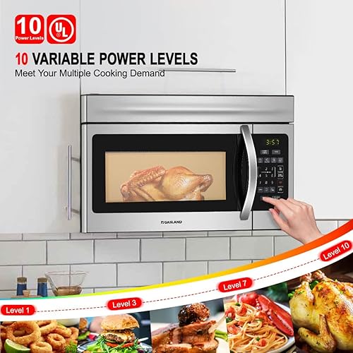 Vista 47 de GASLAND Horno de microondas de 30 pulgadas sobre el rango, 1.9 pies cúbicos sobre el microondas de la estufa, 11 niveles de potencia, cocción con un