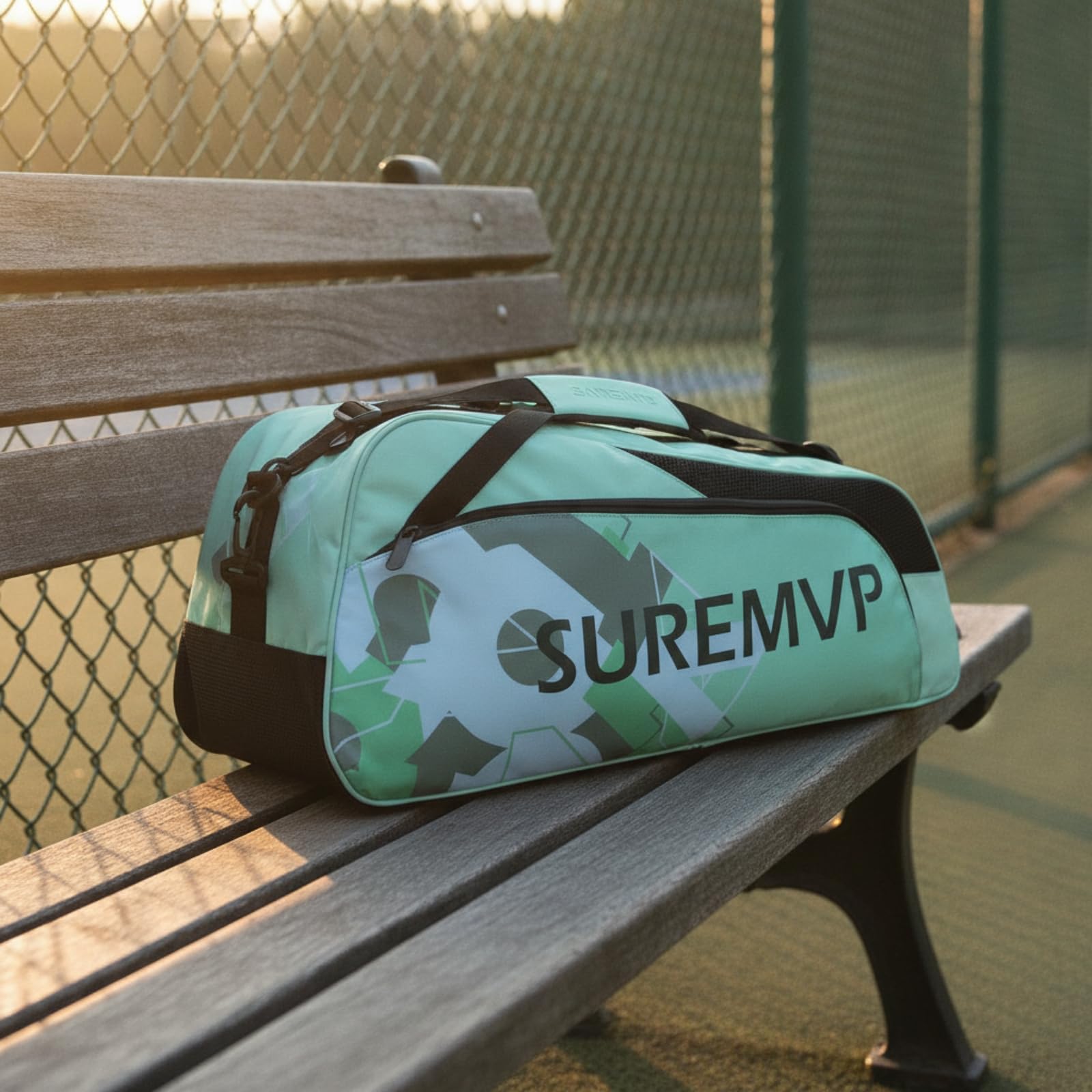 Borsa Porta Attrezzatura Sportiva Zaino Racket Borsa Tennis Borsa Padel Borsa Badminton con Struttura Robusta E Cinghie Regolabili in Oxford E PU, Array, D-10 Verde Pappagallo