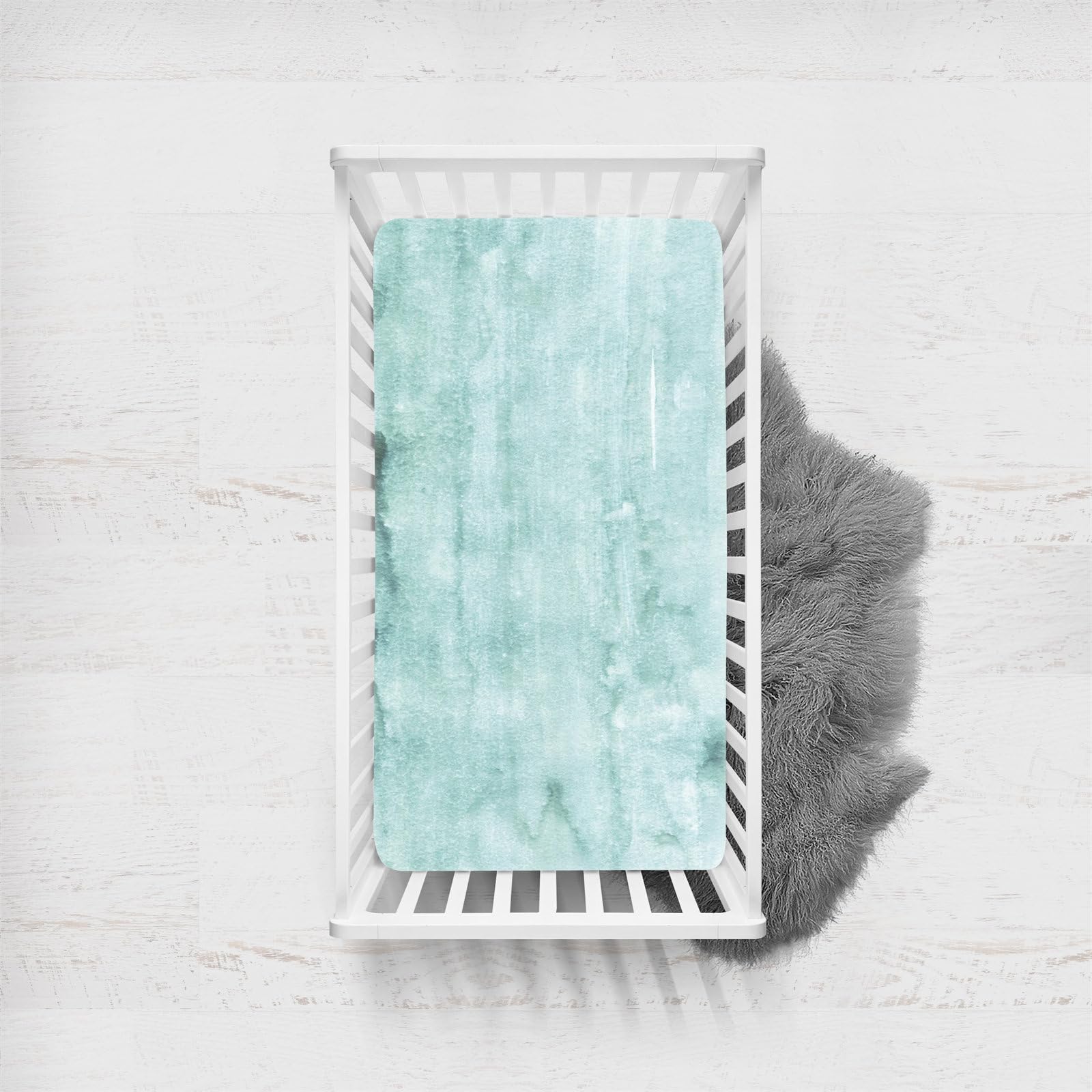 Morbuy Next to Me Crib Sheets, Watercolor Series Cot Bed Sheets, Soft Breathable Microfiber Moses Basket Sheets, Cot Sheets for Boy and Girl, Durable Easy Care Crib Sheets (Green,80x160cm)