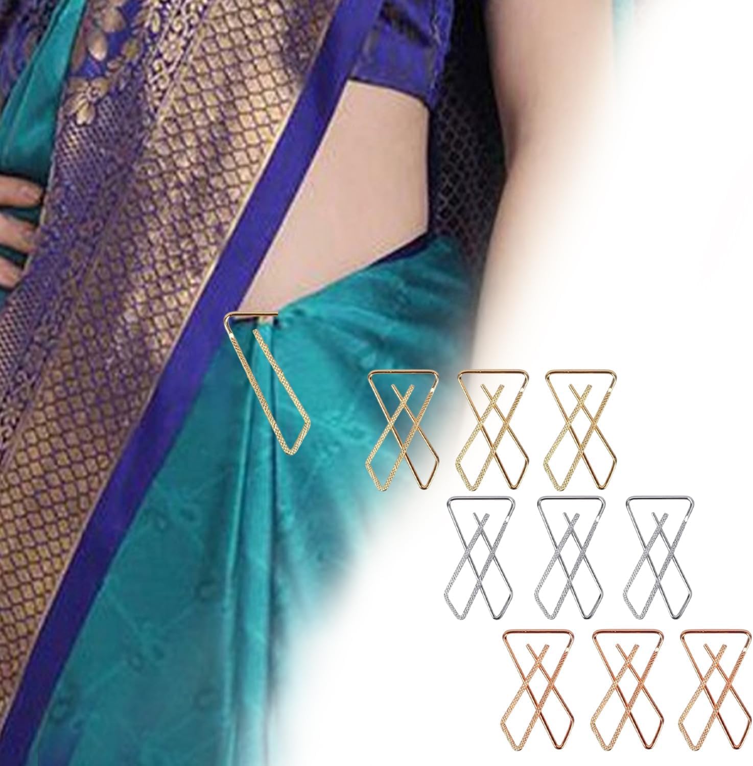 VAMA Women's Brooches & Pins For Hijab Dupatta Pallu Scrafs X Clip On Saree Pin For Women