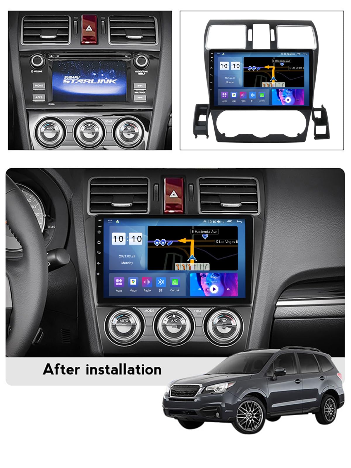 Android 14 Double Din samochodowe radio stereo do S-UBARU FORESTER 2013-2014 nawigacja GPS nawigacja satelitarna 9-calowy multimedialny odtwarzacz wideo wbudowany DSP FM BT Wifi SWC 4G 5G Carplay Plug