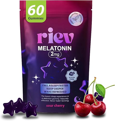 riev Perfect Dose - Gomitas de melatonina para dormir, 2 mg por porción, apoyo nocturno suave para adultos, L-teanina, bálsamo de limón, veganas,