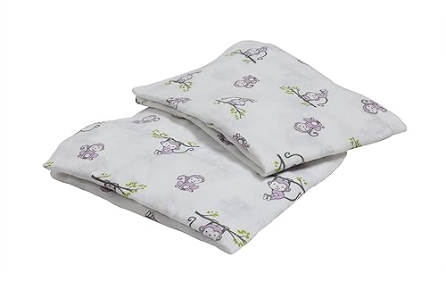 Miniatura 6 de Bacati - Happy Monkeys - Paquete de 2 sábanas bajeras clásicas súper suaves y transpirables 100% muselina de algodón para cuna de bebé, se adapta a