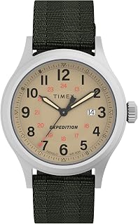 Relógio masculino Expedition North Sierra 40 mm - pulseira verde com mostrador natural prateado, Verde, One Size, Expedition North Sierra de 40 mm