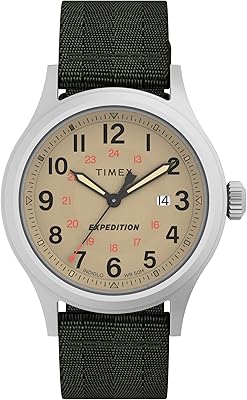 Timex Men's Expedition North Sierra 40mm Watch - Green Strap Natural Dial Silver-Tone Case