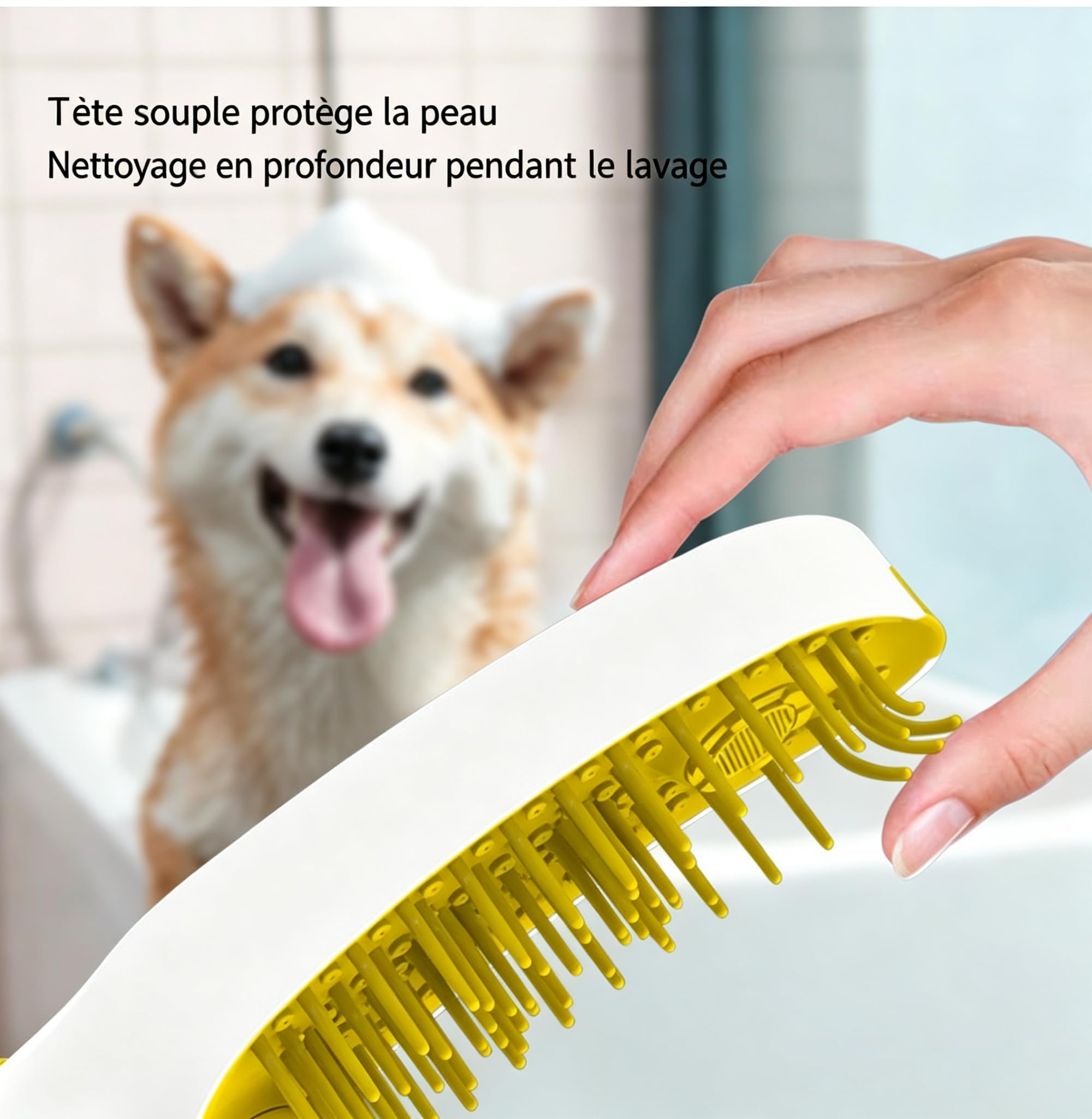 Pack de 3 duchas de aseo para perros y gatos, cepillo de silicona, cabezal de ducha, conexión rápida, flexible, estándar, flujo ajustable, para baño, casa camping playa (negro y blanco)