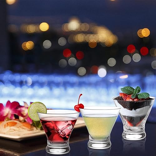 Miniatura 6 de DEAYOU Juego de 8 vasos de Martini sin tallo, vasos de cóctel de camarón de 8 onzas con base pesada, vasos de barra cosmopolita de cristal, vidrio