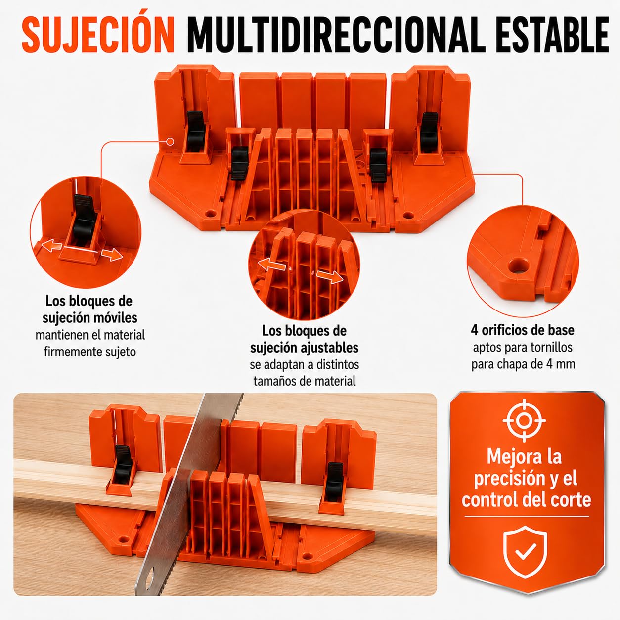 14" Caja de Ingletes con Sierra, Ingletadora Manual Caja, Guia Ingletes Plastico con 0°/22,5°/45° Corte De Múltiples Ángulos, para Carpintería, Bricolaje, Decoración Del Hogar, Marcos de Fotos