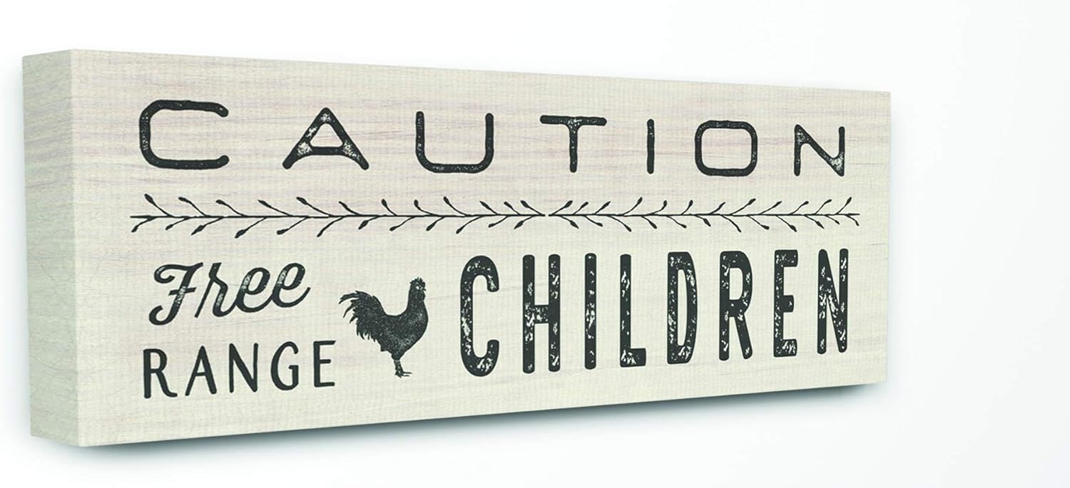 The Stupell Home Décor Collection Caution Free Range Children Canvas Wall Art, 17x40, Multi-Color
