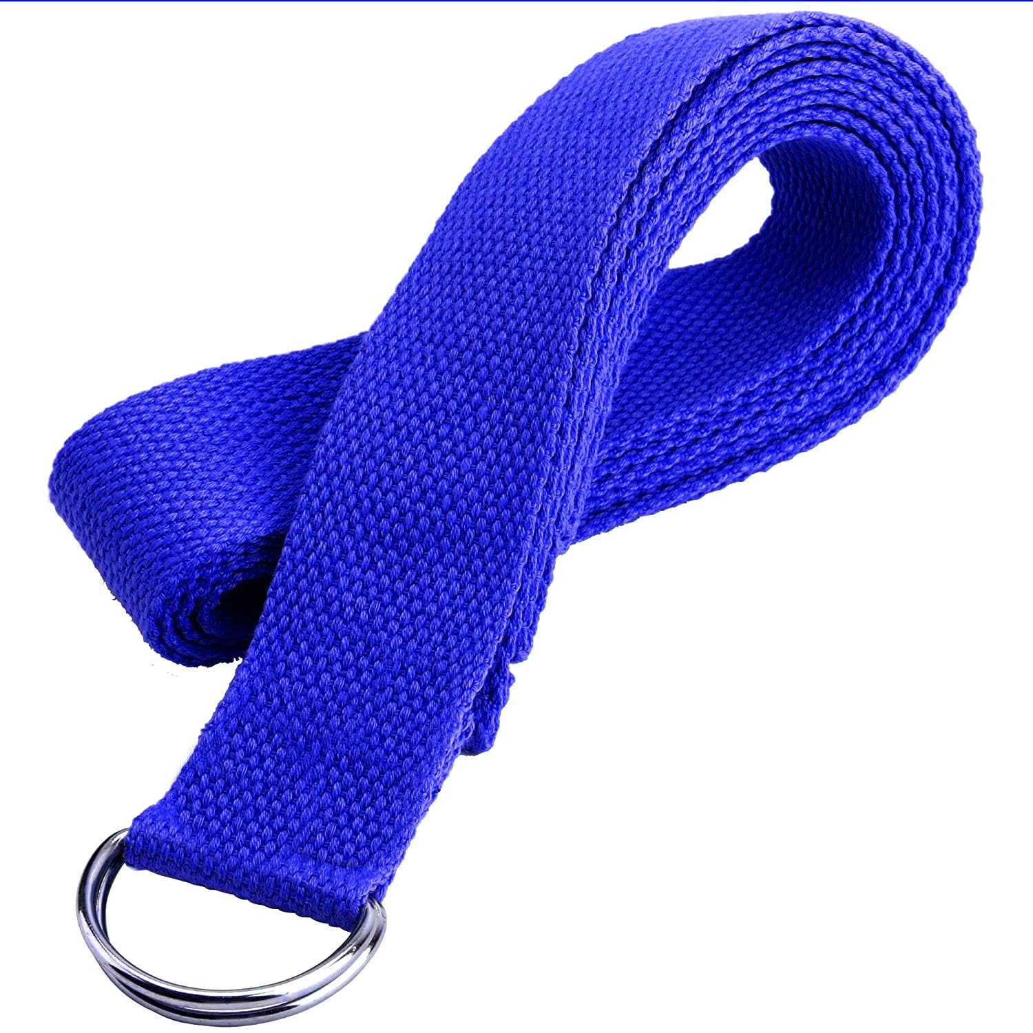 Gmefvr Yoga Belt for Women and Men - Yoga Strap for Stretching with Extra Safe Adjustable D-Ring Buckle - Durable and Comfy Texture - Perfect for Your Yoga Session 6ft (Blue)-image-18
