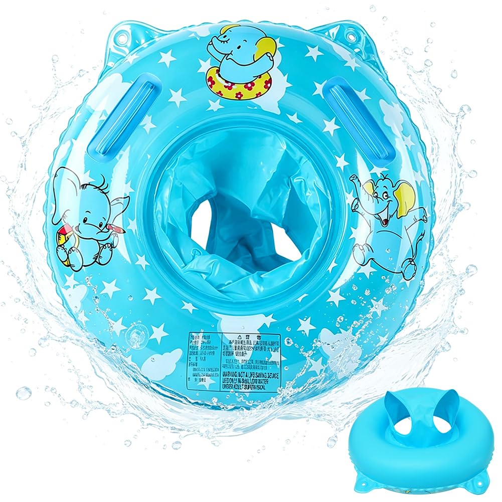 Elephant Swimming Ring, Cartoon Inflatable Seat Swimming, Elephant Pool Float, PVC Swim Trainer with Handle, Kick Learning Aid, for Summer Beach Water Party Toys, Summer Gifts - Elephants — image 1