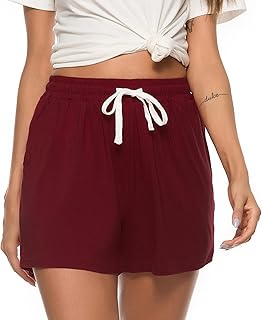 Vlazom Women's Pajama Shorts, Super Soft Pj's Bottoms Stylish Lounge Shorts for Sleep Gym Running with Drawstring Pockets