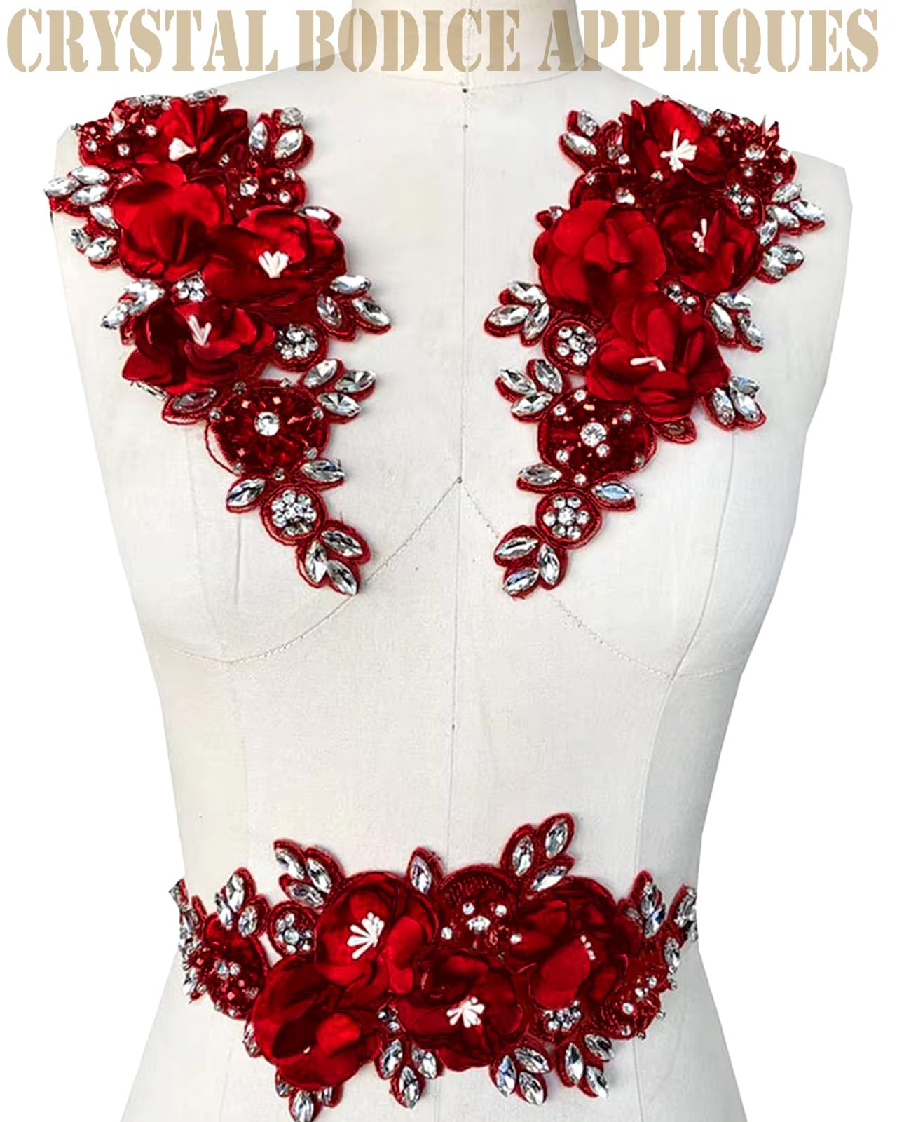 1 aplique de diamantes de imitación hecho a mano para ropa, parches de tela de flores 3D para vestido de novia, apliques de encaje bordado con cuentas brillantes para sombrero, diadema para el pelo