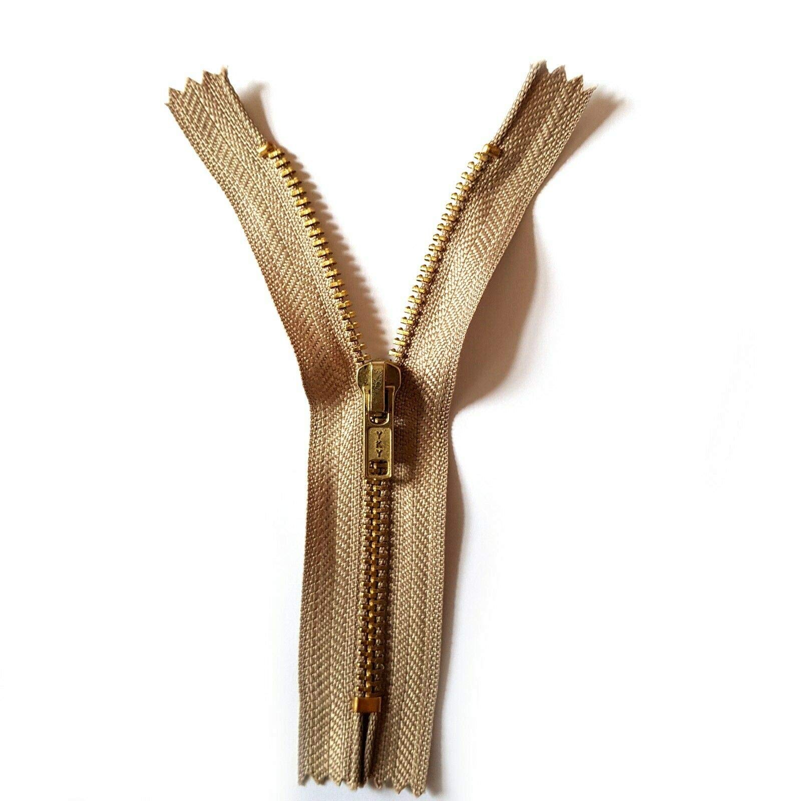 Soladirect Dark Beige 12Cm Zip Zipper For Trousers Jeans Handbag - No 4 Brass Closed End