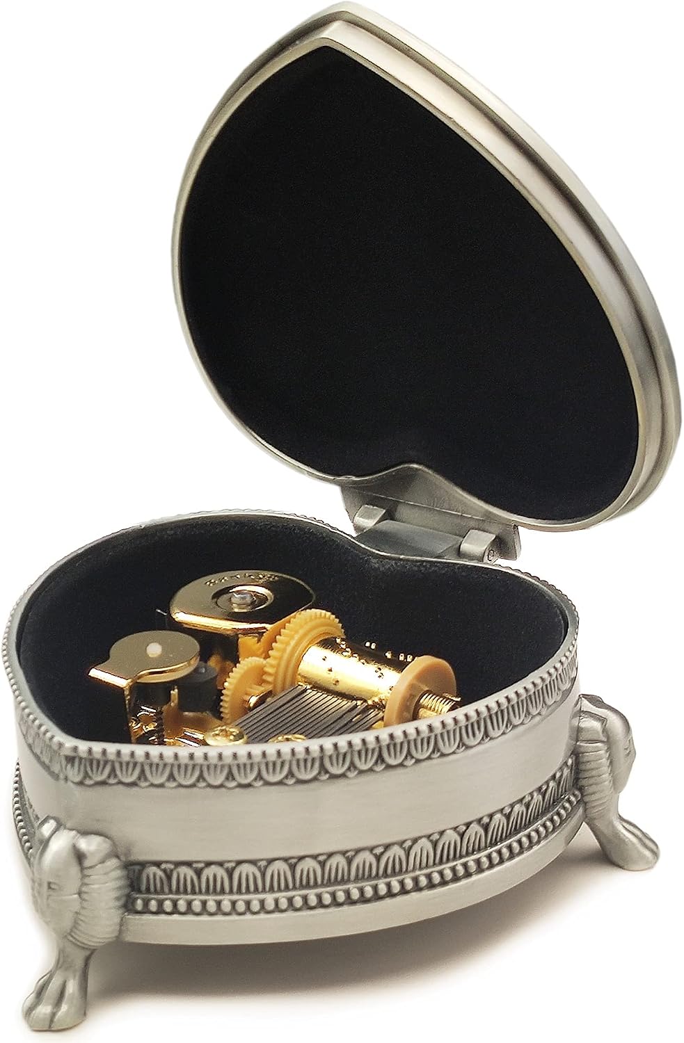 Wingostore Emboss Alloy Metal Music Box Wind Up and Golden Movement Music Box for Christmas/Birthday/Valentine's Day (HearShapedMetal1YMSS - Image 3
