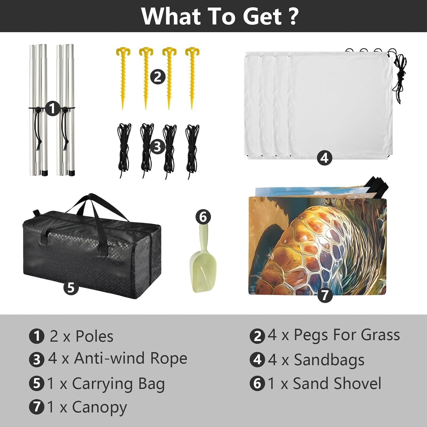 ALAZA Sea Turtle Palm Beach Beach Tent Sun Shelter UPF50+ Protection Beach Shade Canopy w/ 4 Sandbags for Outdoor Camping, Fishing, Backyard Fun, Picnic, 10x9 ft