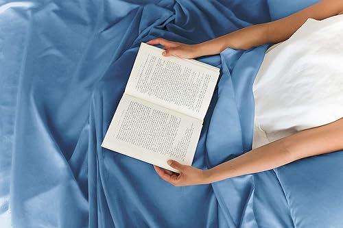 Juego de sábanas de 5 piezas divididas para cama de matrimonio 100% algodón 800 hilos 22 pulgadas de profundidad bolsillo de sábana bajera azul