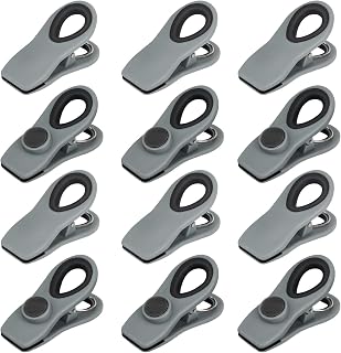 TACGEA Chip Clips, Magnetic Bag Clips with Air Tight Seal for Food Storage, 12 Pieces (Gray)