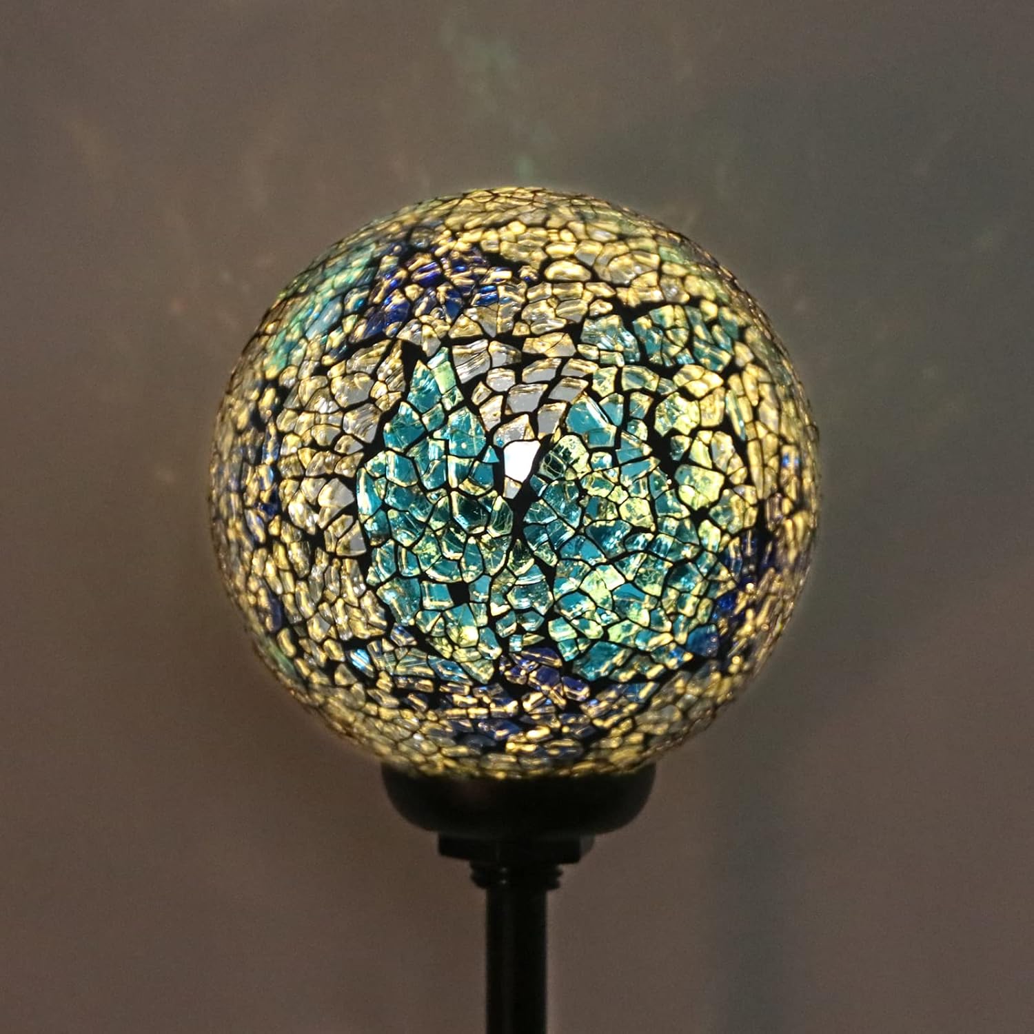 Solar Garden Lights Outdoor Decorative - Solar Gazing Ball Mosaic Garden Stakes Decorative Waterproof Outdoor Lights for Pathway Yard Lawn Decoration Blue - Image 7