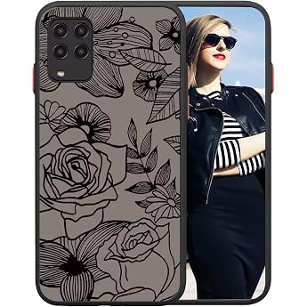 Mobile Phone Case for Samsung Galaxy A22 4G Case Soft Silicone Shockproof Protective Case Matte Transparent Anti-Scratch PC Back Full Camera Protective Cover 3D Rose Pattern Print Design