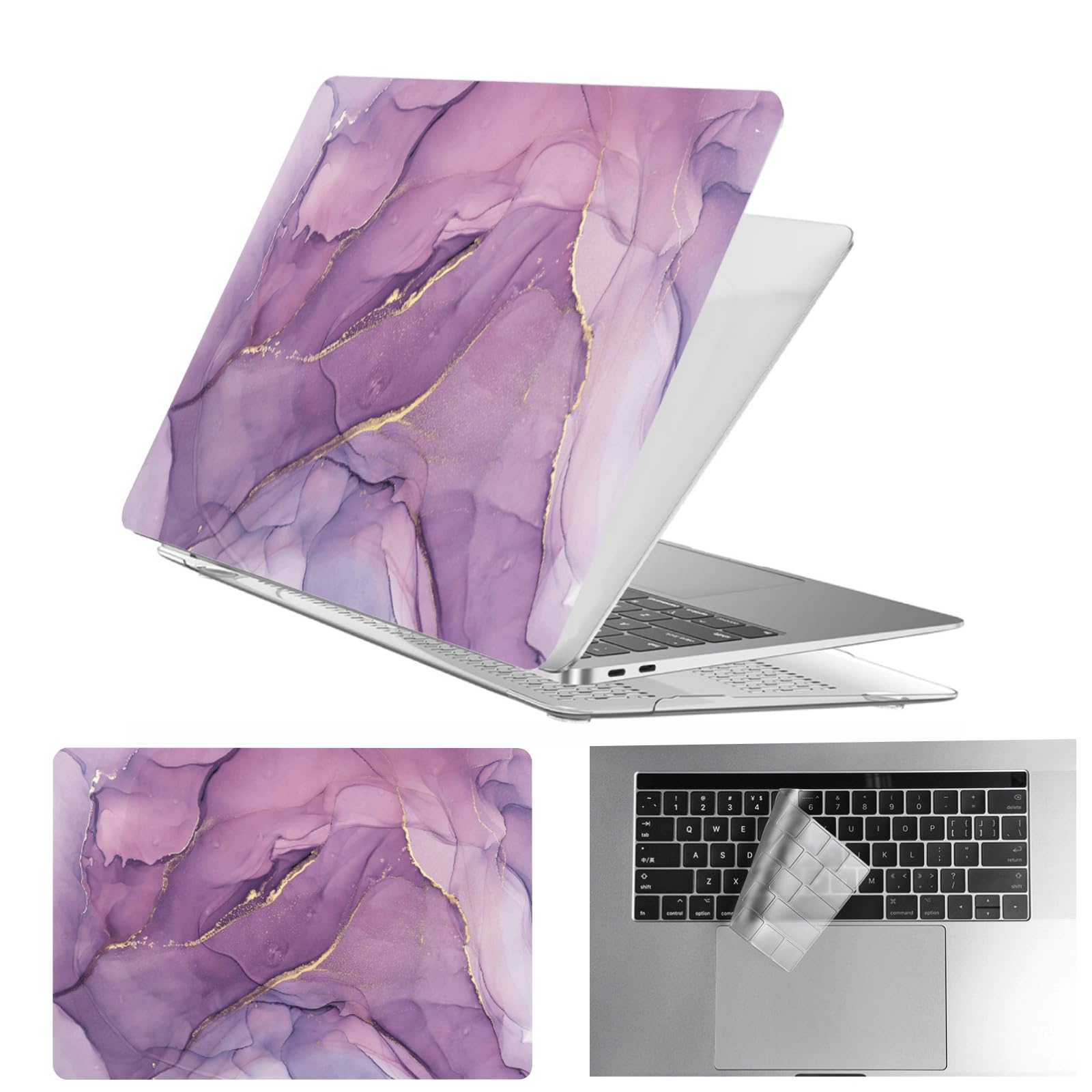Funda para MacBook 12 ultrarresistente de mármol morado con tacto suave mate 8