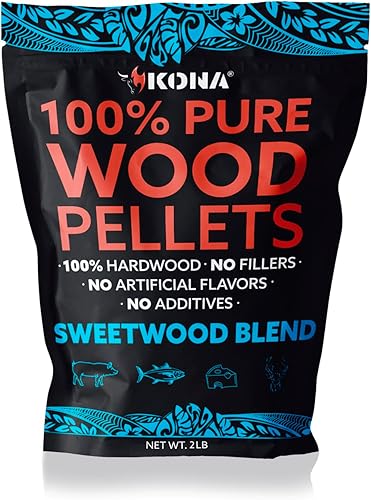 Miniatura 7 de Kona Sweetwood Blend - Gránulos ahumadores diseñados para parrilla Ninja Woodfire al aire libre, bolsas resellables de 8 libras