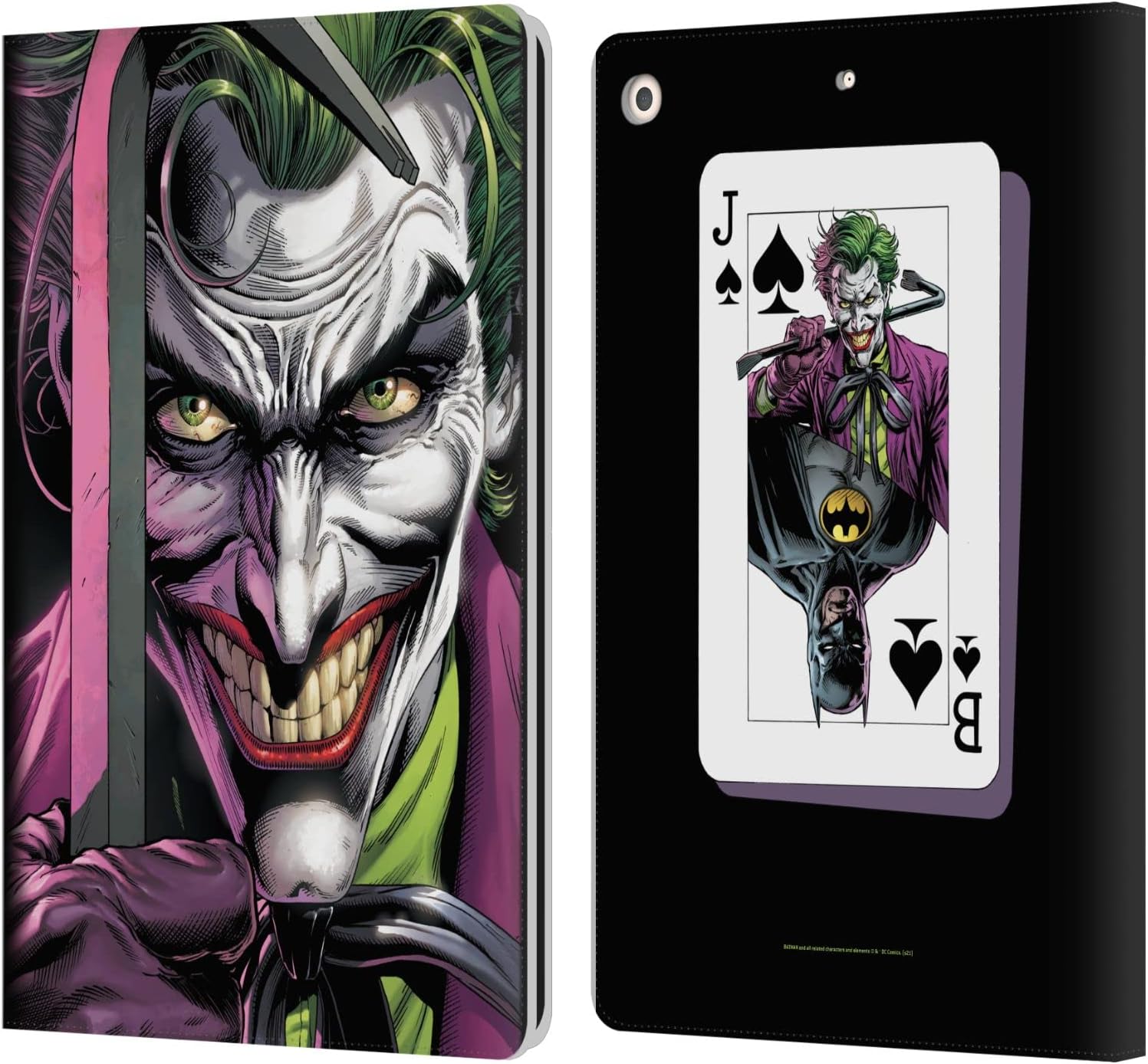 Head Case Designs Officially Licensed Batman DC Comics The Clown Three Jokers Leather Wallet Case Compatible with Apple iPad 10.2 2019/2020/2021