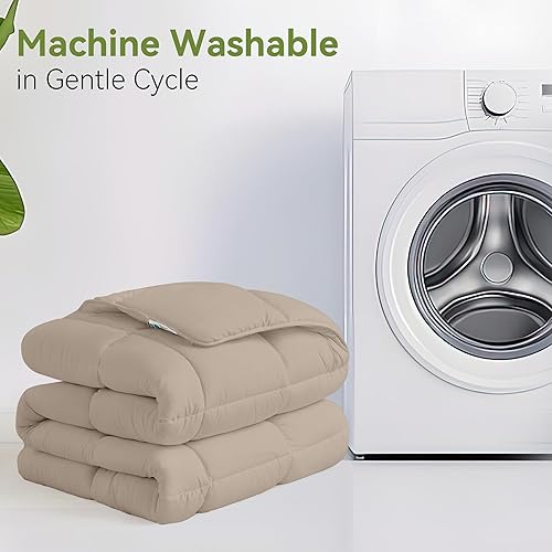 Miniatura 5 de L LOVSOUL Edredón alternativo de plumón tamaño King, funda de microfibra cepillada ultrasuave, relleno de edredón de microfibra de felpa, verde