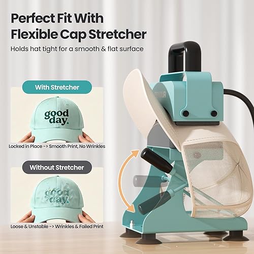 Miniatura 4 de EENOUR Hat Press, Hat Heat Press Machine with 2 Platens & Caps Stretcher, Hat Press Heat Machine for Caps with Memory Mode, Precise Time and