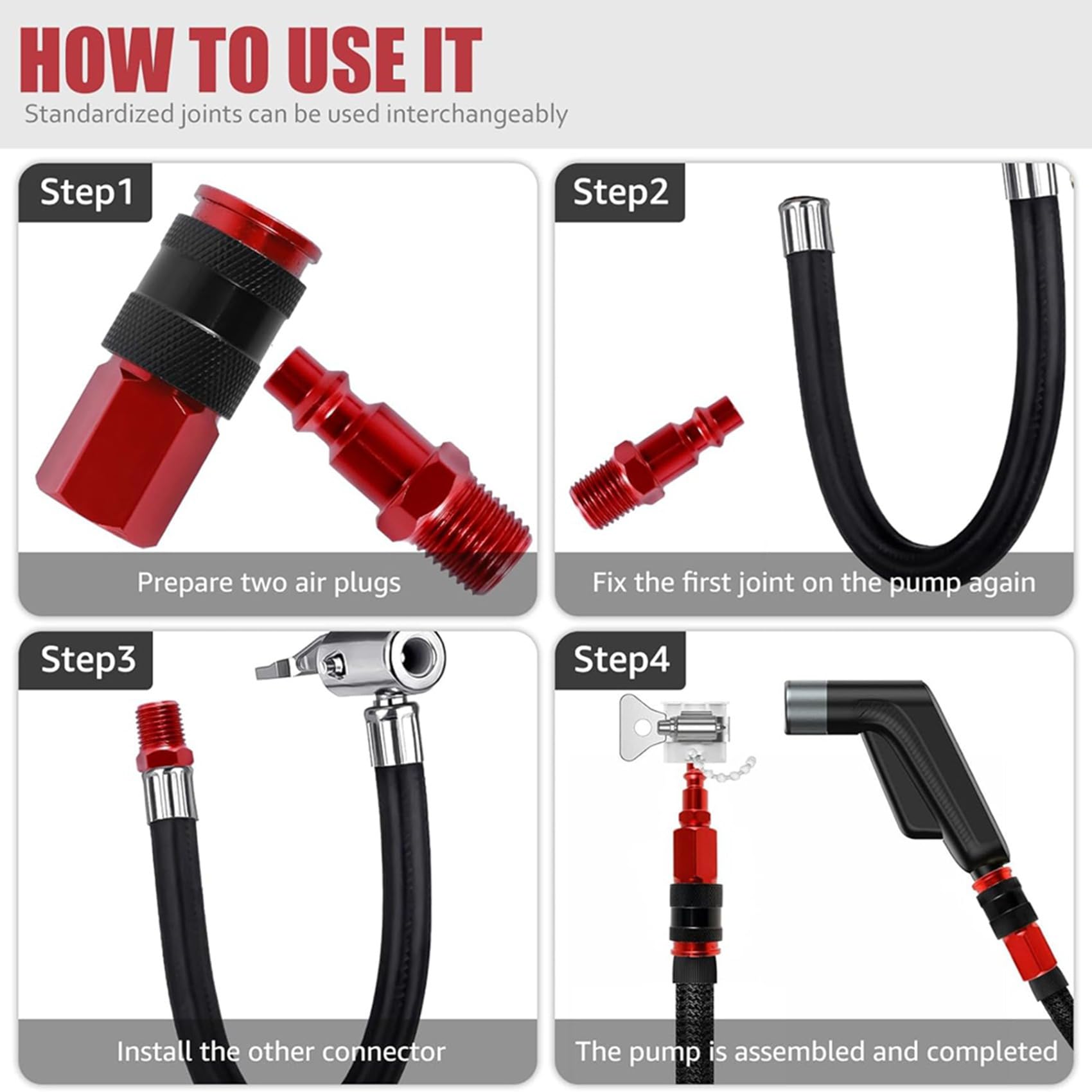 Kit de Coupleur d'air et de Bouchon d'air 50 Pièces, Raccords NPT 1/4 Pouces, Ensemble de Raccords d'air pour Compresseur d'air, Raccords de Connexion de Tuyau d'air