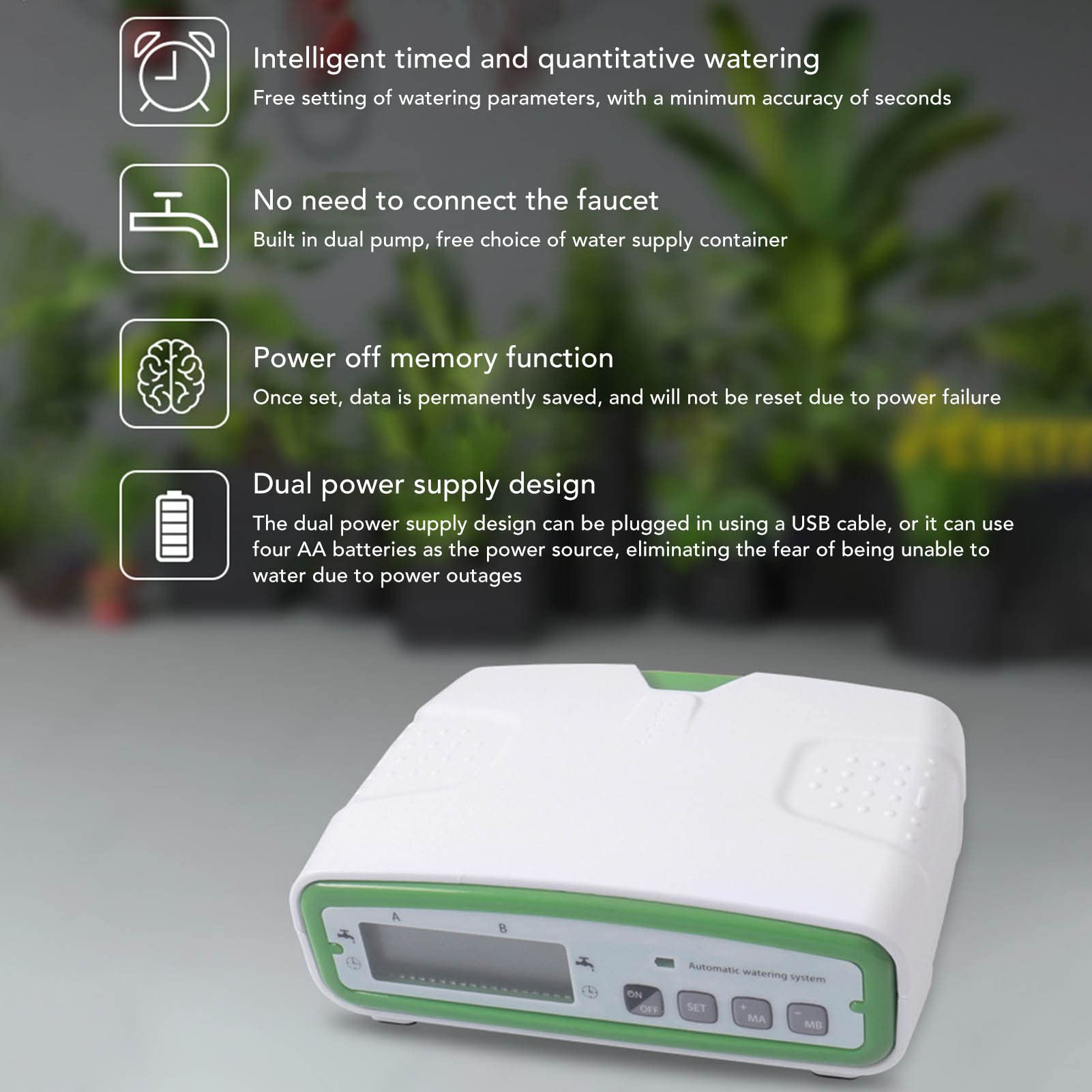 Dispositivo di Irrigazione Automatica Per Fiori a Doppia Pompa Sistema di Irrigazione Automatico Per Piante in Vaso da Interno Sistema di Irrigazione Per Balconi da Giardino