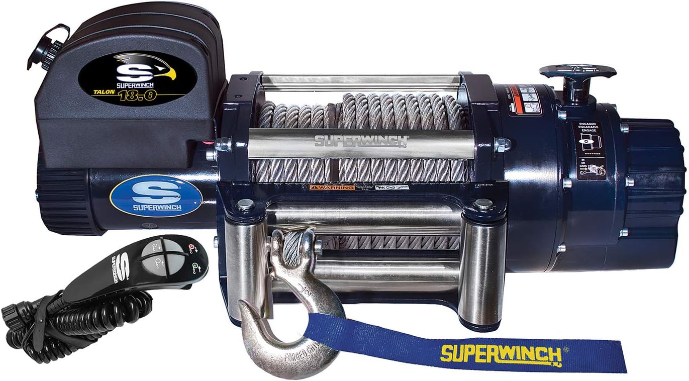 Superwinch 1618200 Talon 18.0, 12 VDC winch, 18,000 lb/8,165 kg capacity with roller fairlead