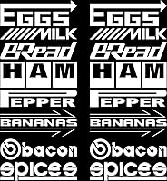 Vista 3 de Juego de 16 calcomanías divertidas para patrocinador, calcomanías de vinilo para automóvil, calcomanías de marca, huevos de desayuno, leche, Negro