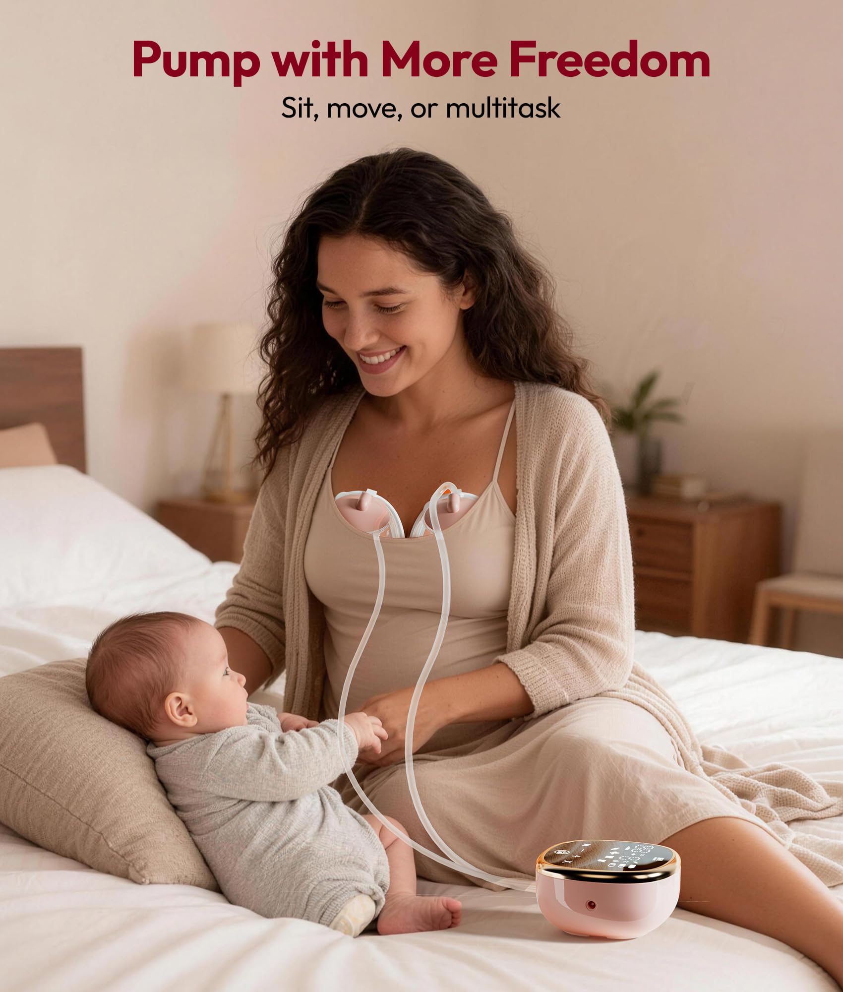 NCVI Tire-lait portable, pompe électrique mains libres avec aspiration de 300 mmHg de qualité hospitalière, portable et rechargeable, 4 modes, 9 niveaux pour la maison, le travail et les déplacements