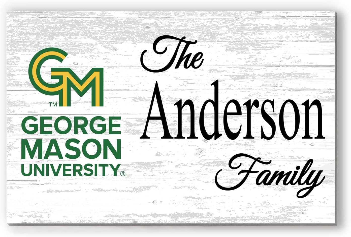 George Mason University Name Sign Solid Wood for GMU Patriots Family, Fans, Alumni, Students or Graduation (George Mason Name Sign)