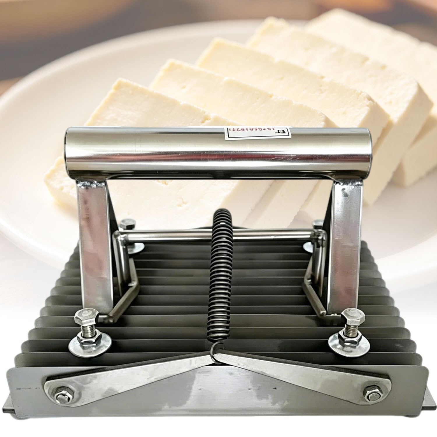 YXZQLOZ Stainless Steel Adjustable Tofu Cutter, Blade Tofu Cutter, Adjust Depth, Slices Up To 20x13Cm,Tofu Processing Device, Easy DIY Tofu Preparation, for Home, Kitchen
