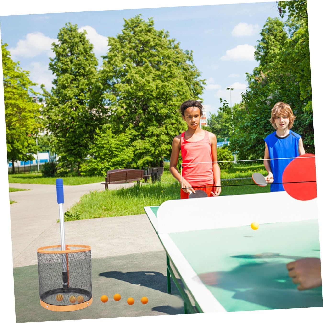 POPETPOP Telescopic Pingpong Ball Picker Large Capacity Portable Ball Retrieval Net for Easy Storage and Collection for Table Tennis Training and Practice