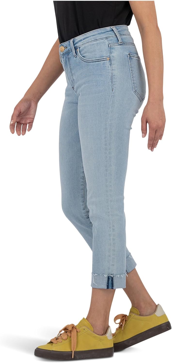 KUT from The Kloth Womens Amy Crop Straight Leg Roll Up with Raw Hem - Image 2