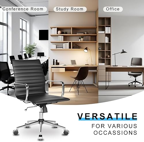 Miniatura 35 de Silla de oficina giratoria con reposabrazos y ruedas, cómodo asiento ajustable para juegos para adultos, silla de trabajo resistente para oficina en