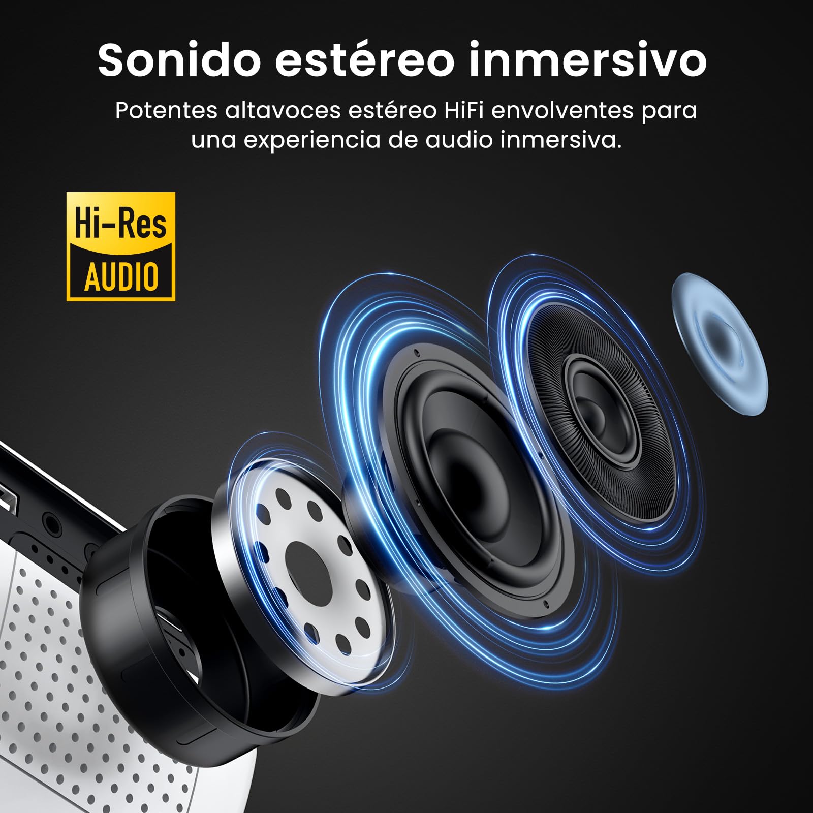 HAPPRUN H1 Proyectores Portátil 1080P Nativo,Proyector 4K,Bluetooth 5.1 para Exteriores Compatible con TV Stick, Smartphone, Laptop, HDMI, USB