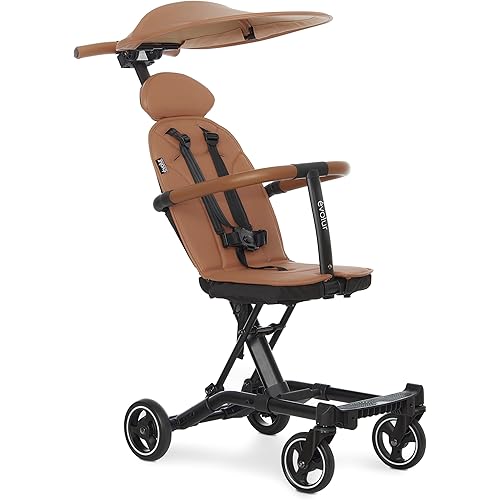 évolur Cruise Rider Stroller with Canopy, Lightweight Umbrella Stroller with Compact Fold, Easy to Carry Travel Stroller - Cognac