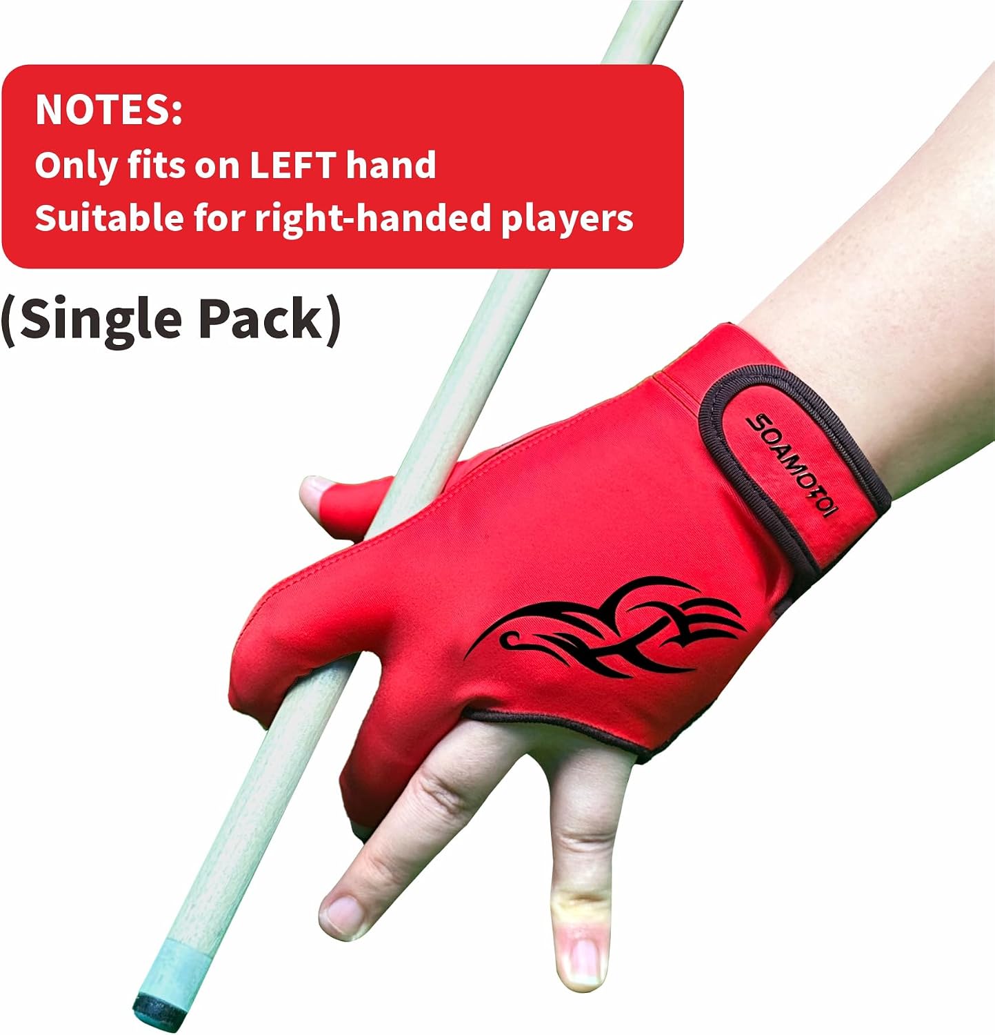 Pool Glove Left Hand 3 Finger for Right-Handed Player, Breathable Billiards Glove Quick Dry, Professional Pool Cue Gloves, Durable Snooker Cue Gloves for Billiards Accessories