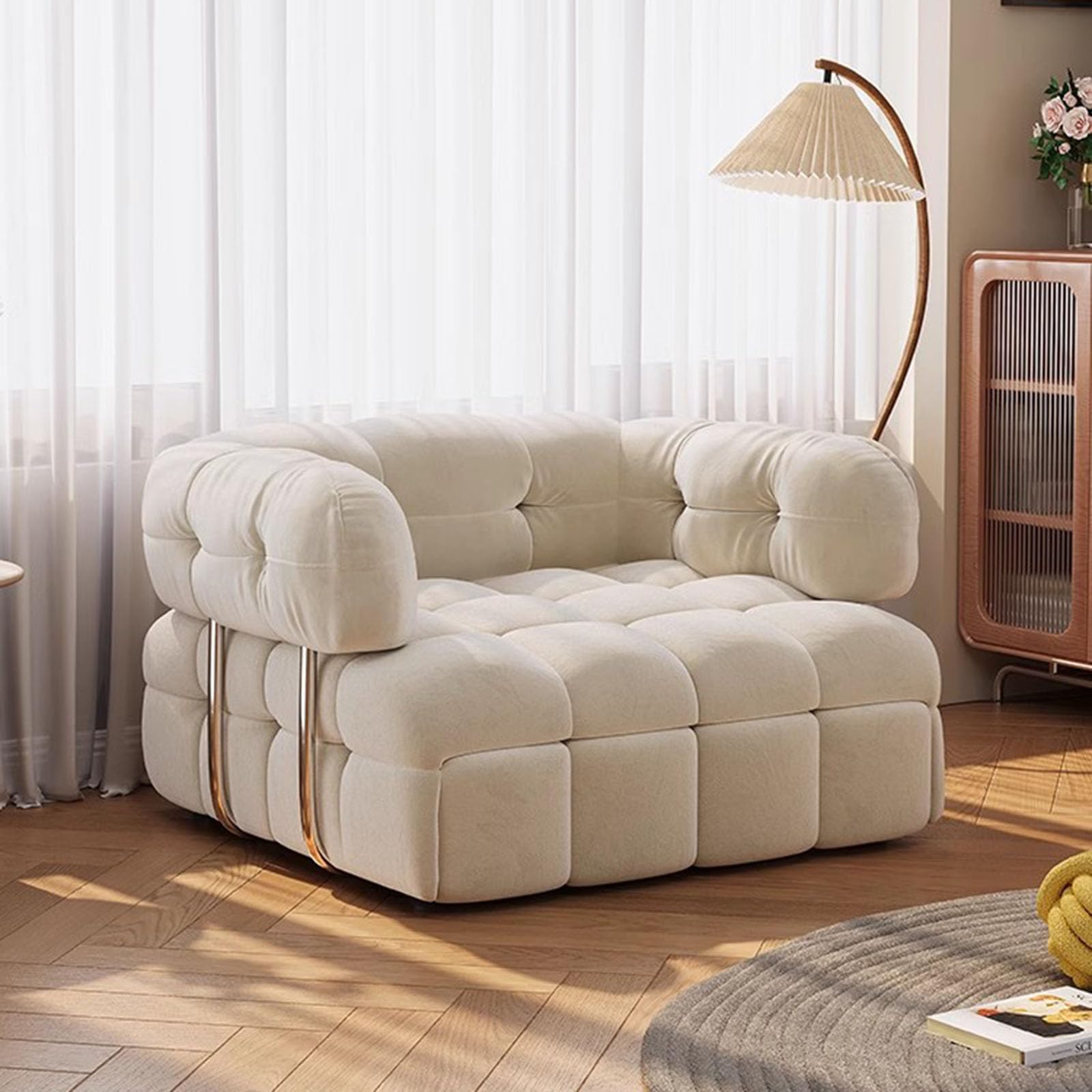 2-in-1 Convertible Single Sofa Bed with Armrest and Sturdy Frame