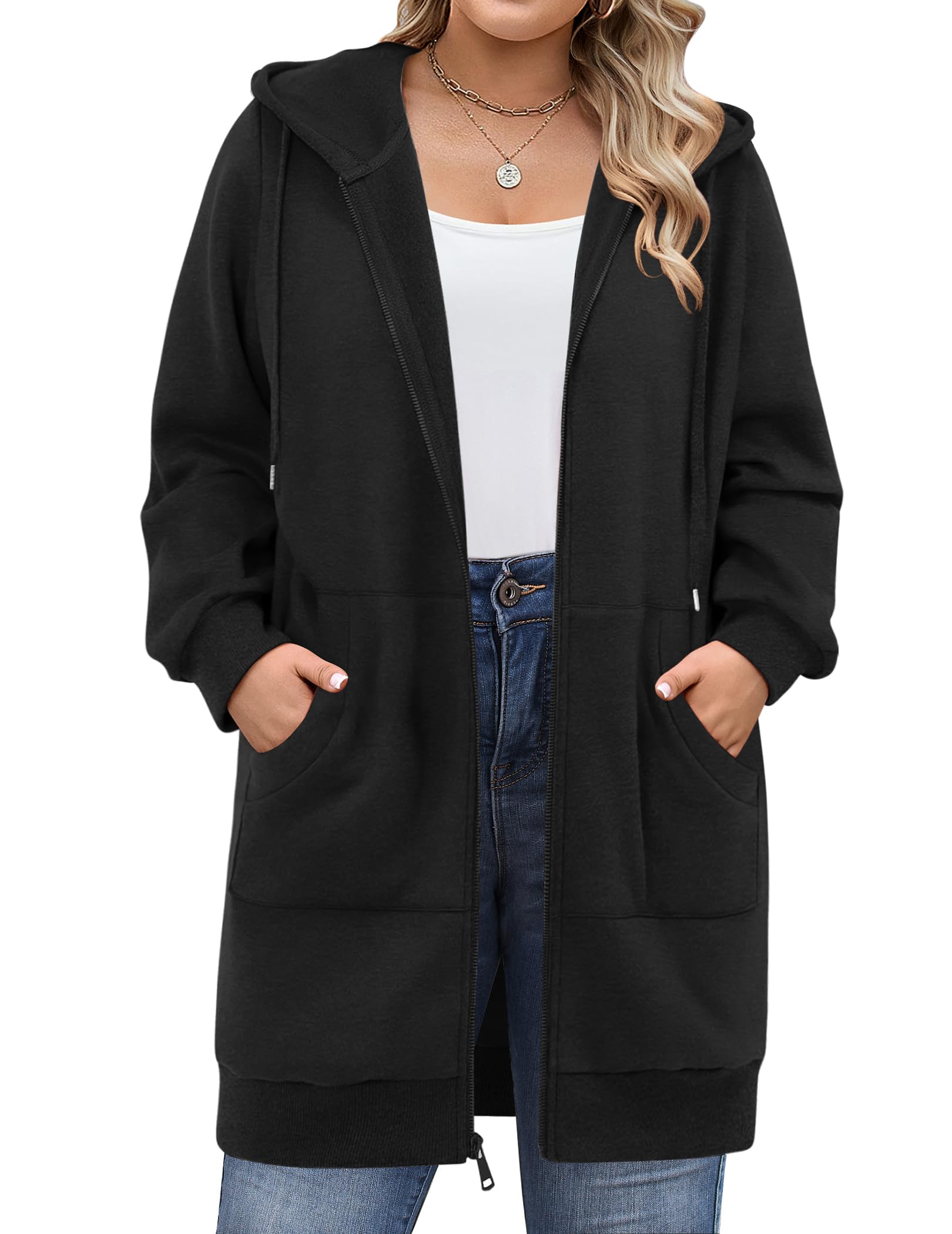 IN'VOLAND Plus Size Tunic Hoodie